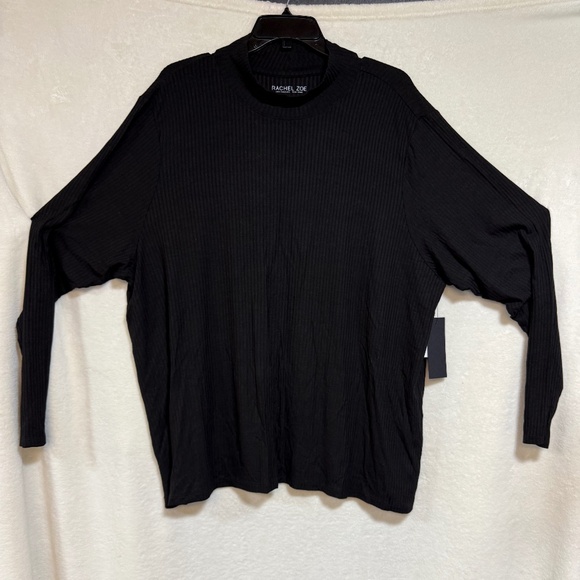 Rachel Zoe Sweater 3X Women's Ribbed Long Sleeve Shirt Top Black - Picture 3 of 9